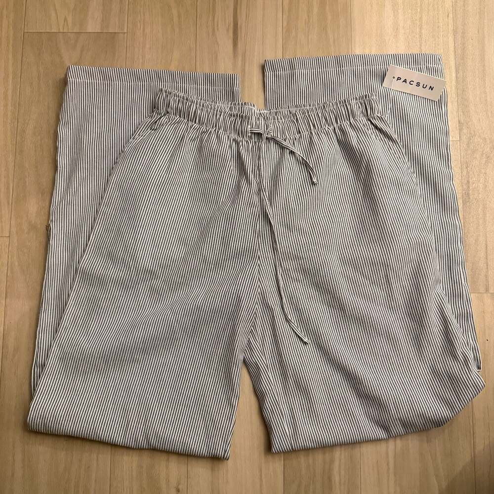 PacSun Women's Striped Wide-Leg Drawstring Pull-On Pants